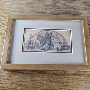 1996 Marie McLaughlin Old Toys Framed Color Picture Print